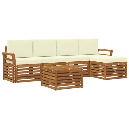 Set di divani da esterno con cuscino 6 pcs Naturale e Crema | homemem39