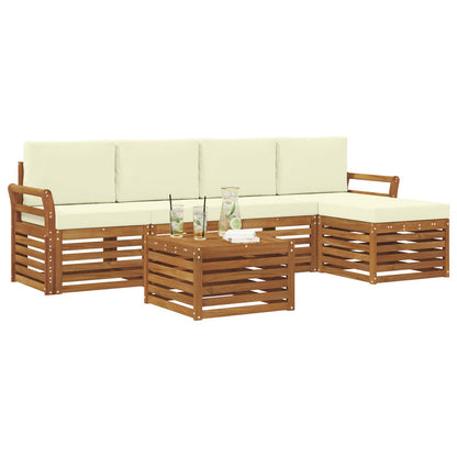 Set di divani da esterno con cuscino 6 pcs Naturale e Crema