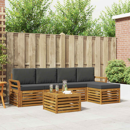 Set di divani da esterno con cuscino 6 pcs Naturale e Antracite