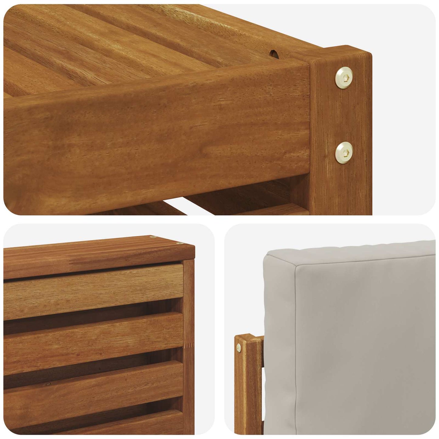 Set di divani da esterno 6 pcs Grigio Naturale e Chiaro