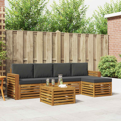 Set di divani da esterno con cuscino 6 pcs Naturale e Antracite
