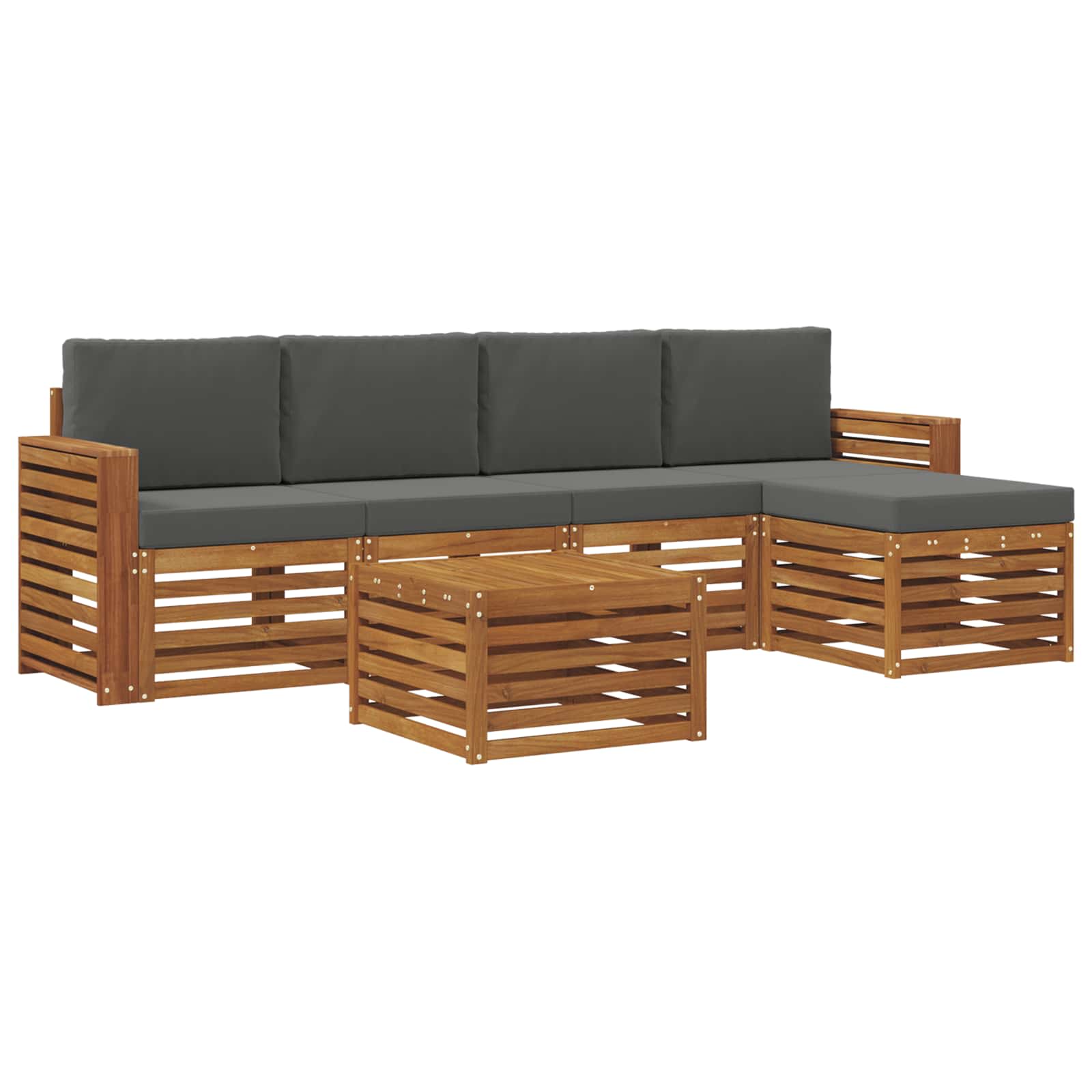 Set di divani da esterno con cuscino 6 pcs Naturale e Antracite | homemem39