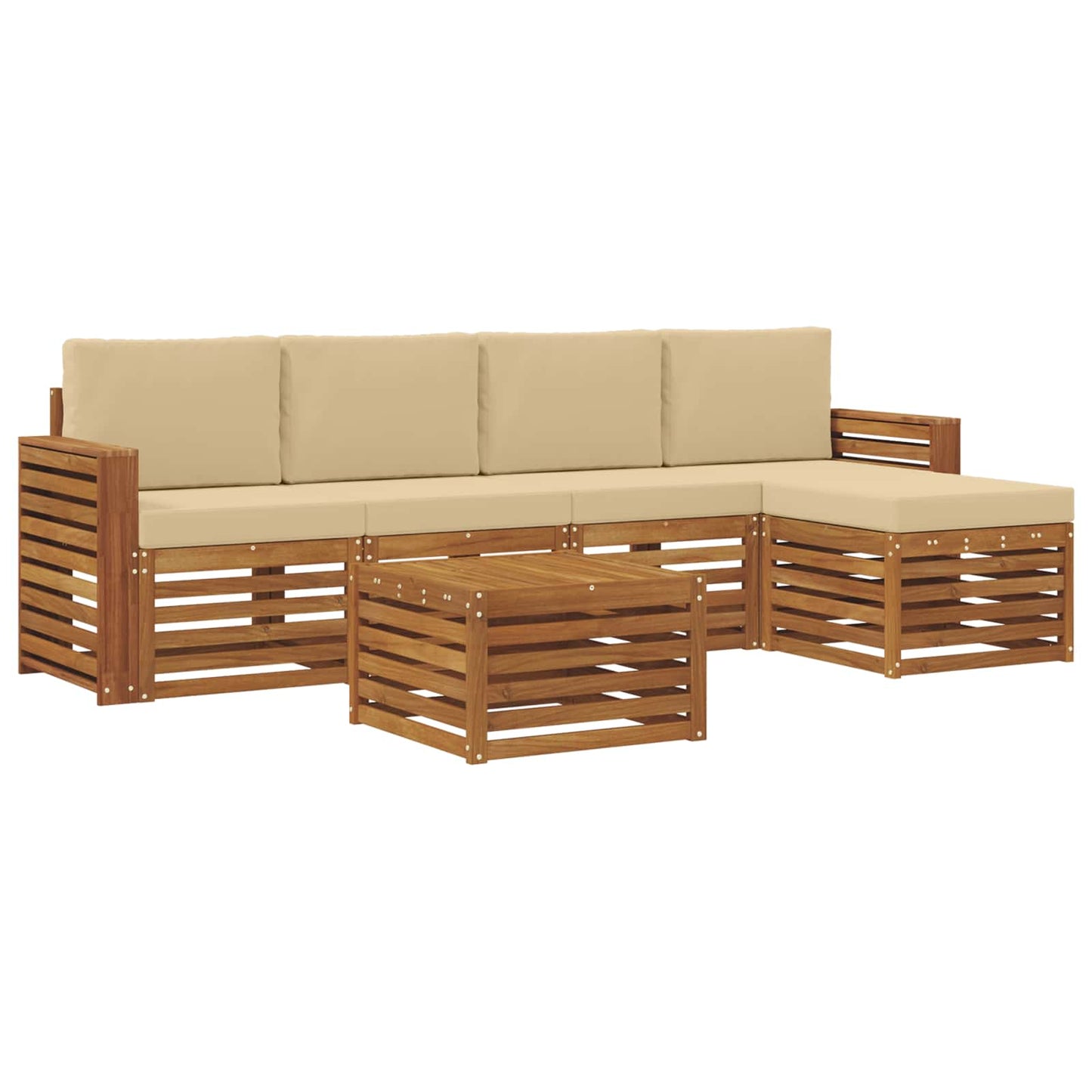 Set di divani da esterno con cuscino 6 pcs Naturale e Beige | homemem39