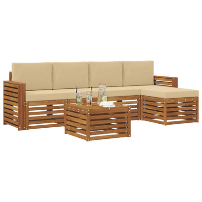 Set di divani da esterno con cuscino 6 pcs Naturale e Beige | homemem39