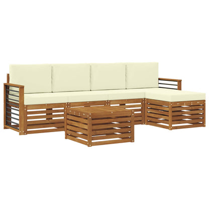 Set di divani da esterno con cuscino 6 pcs Naturale e Crema | homemem39