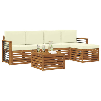 Set di divani da esterno con cuscino 6 pcs Naturale e Crema | homemem39