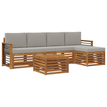 Set di divani da esterno 6 pcs Grigio Naturale e Chiaro