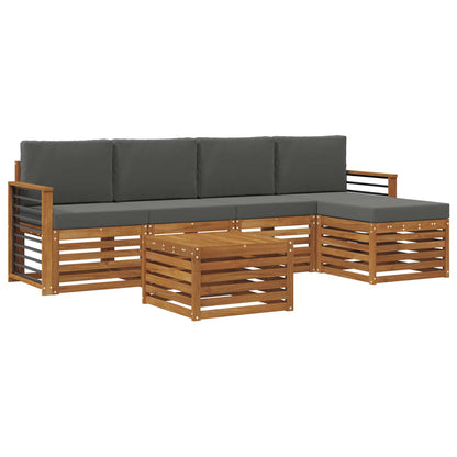 Set di divani da esterno con cuscino 6 pcs Naturale e Antracite