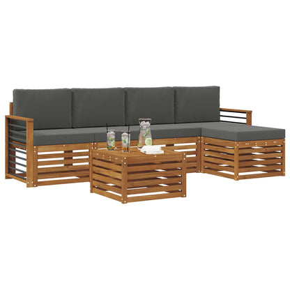 Set di divani da esterno con cuscino 6 pcs Naturale e Antracite