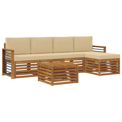 Set di divani da esterno con cuscino 6 pcs Naturale e Beige