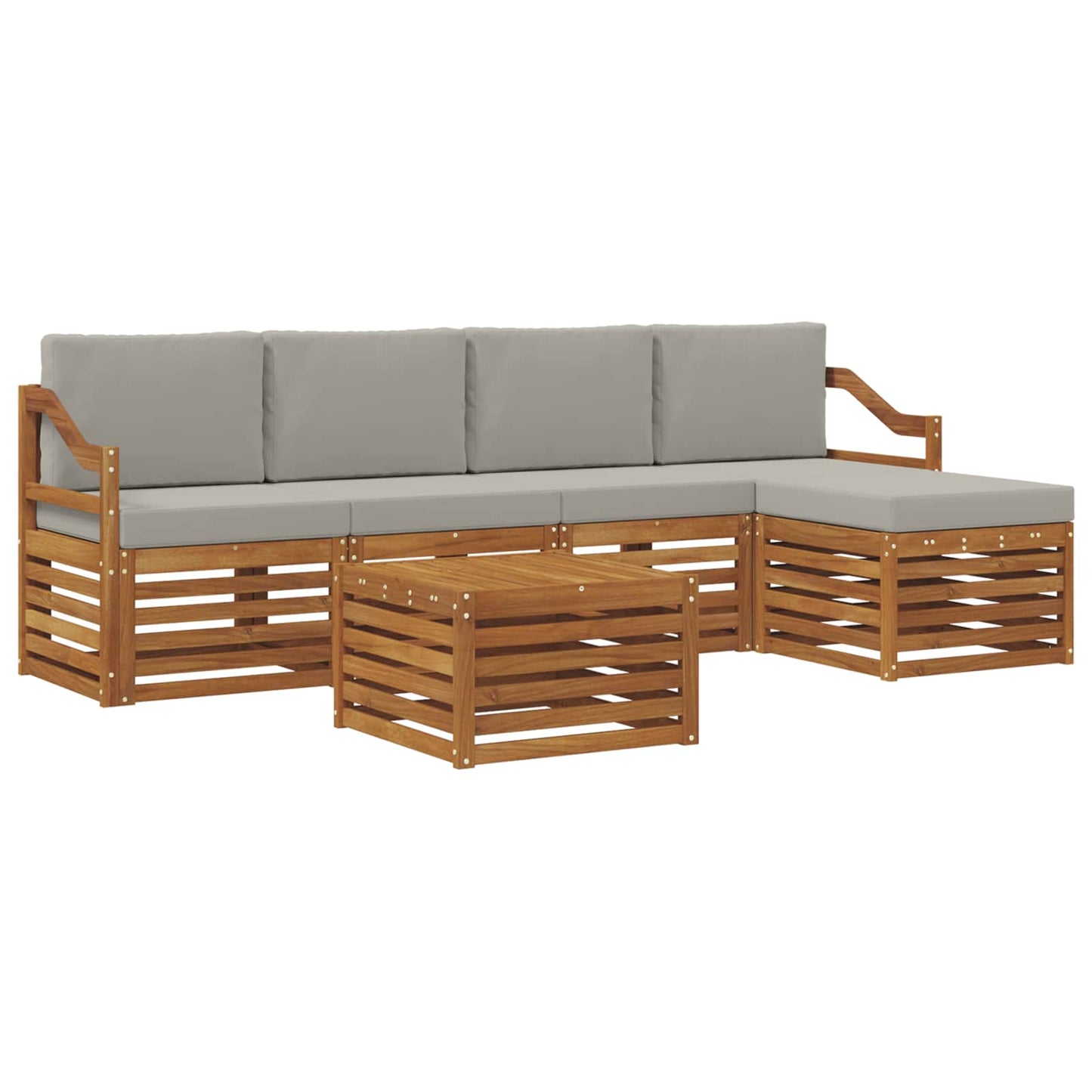 Set di divani da esterno 6 pcs Grigio Naturale e Chiaro | homemem39