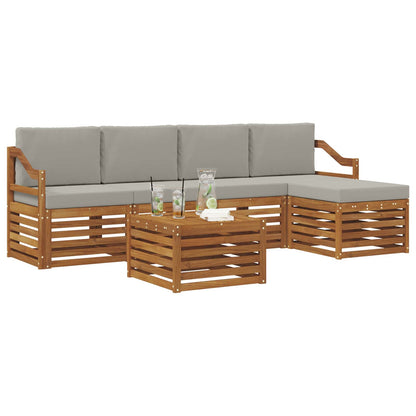 Set di divani da esterno 6 pcs Grigio Naturale e Chiaro | homemem39