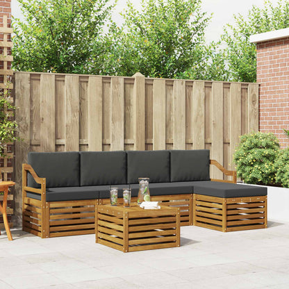 Set di divani da esterno con cuscino 6 pcs Naturale e Antracite