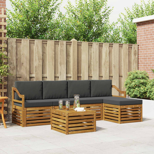 Set di divani da esterno con cuscino 6 pcs Naturale e Antracite