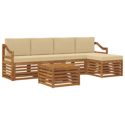 Set di divani da esterno con cuscino 6 pcs Naturale e Beige