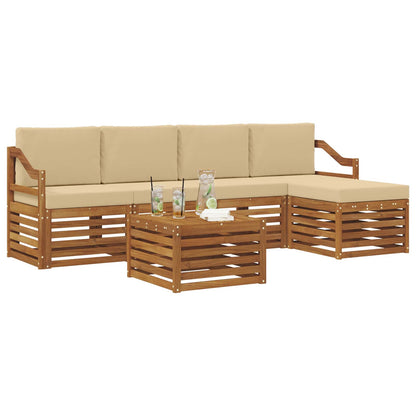 Set di divani da esterno con cuscino 6 pcs Naturale e Beige