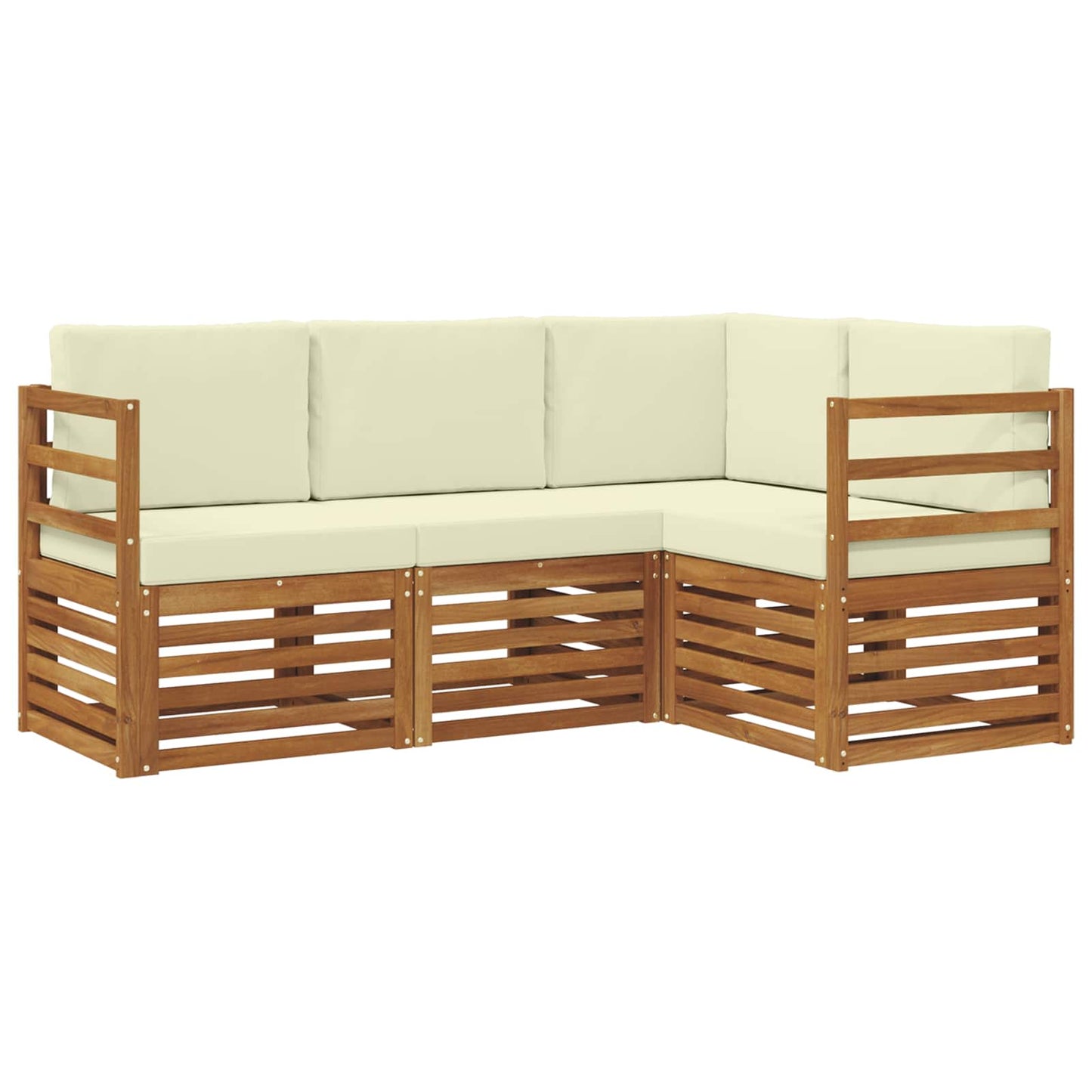 Set divani 4 pcs Naturale e Crema Legno di Acacia Massello | homemem39