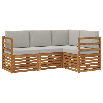 Set divani con cuscino 4 pcs Grigio Naturale e Chiaro