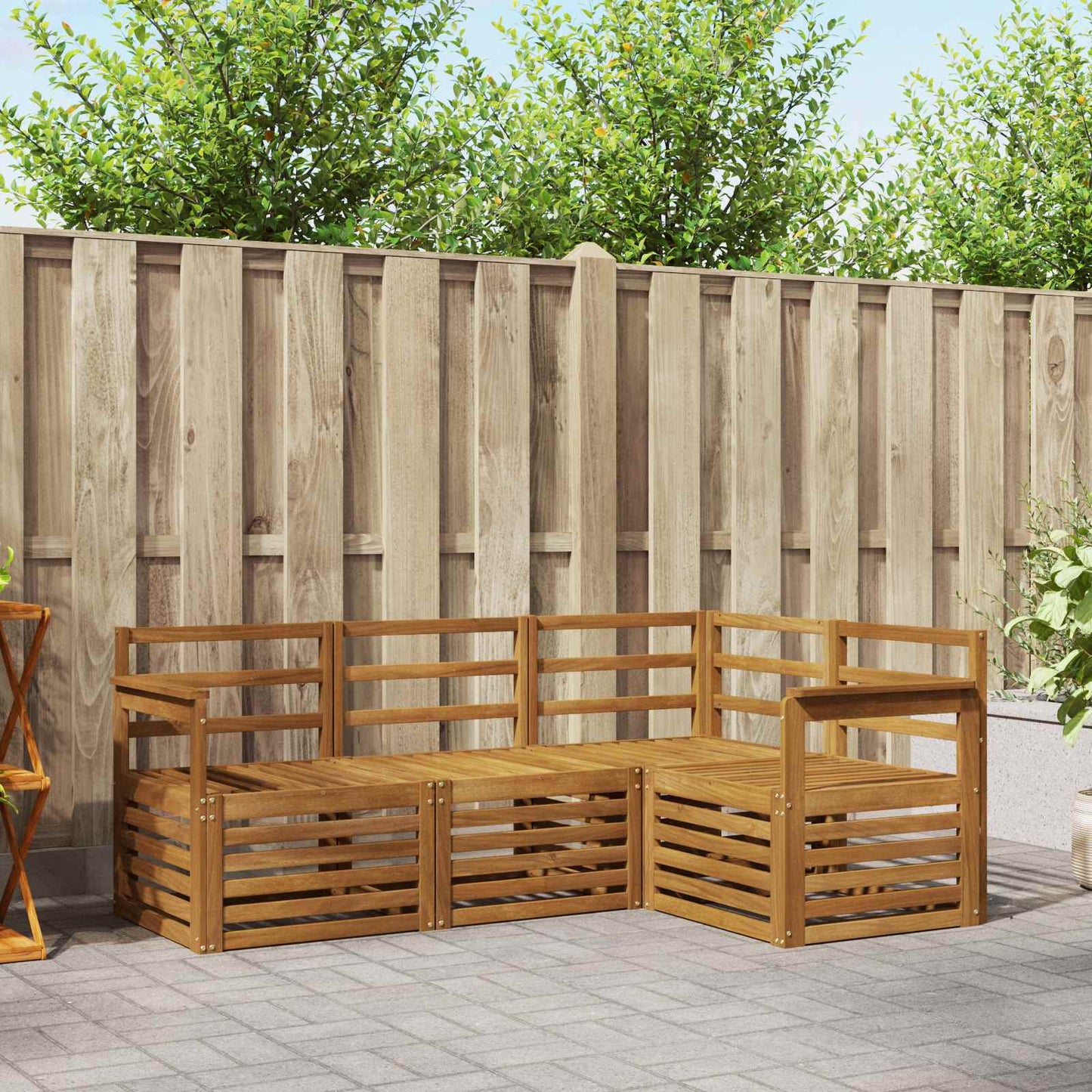 Set divani 4 pcs Naturale Legno di Acacia Massello