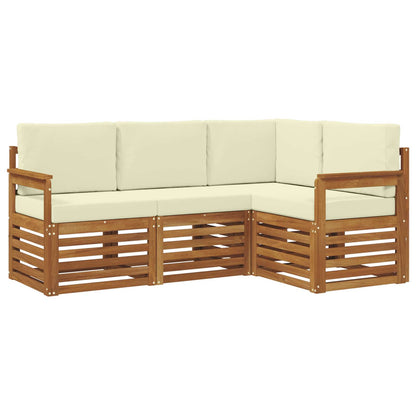 Set divani 4 pcs Naturale e Crema Legno di Acacia Massello