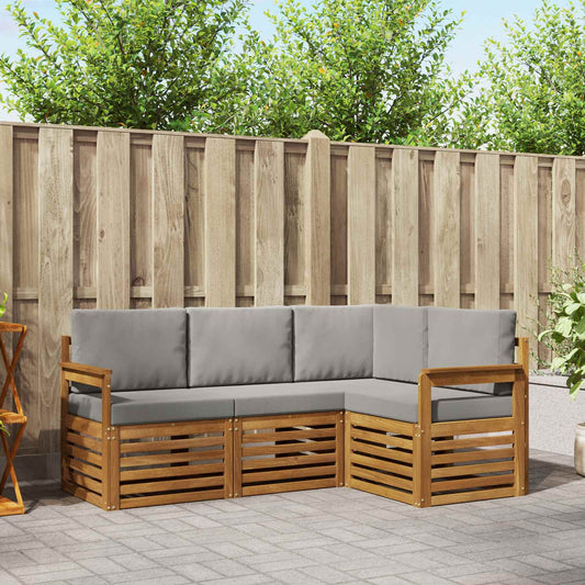 Set divani con cuscino 4 pcs Grigio Naturale e Chiaro | homemem39