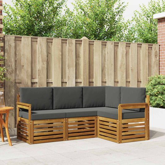 Set divani 4 pcs Naturale e Antracite Legno di Acacia Massello | homemem39