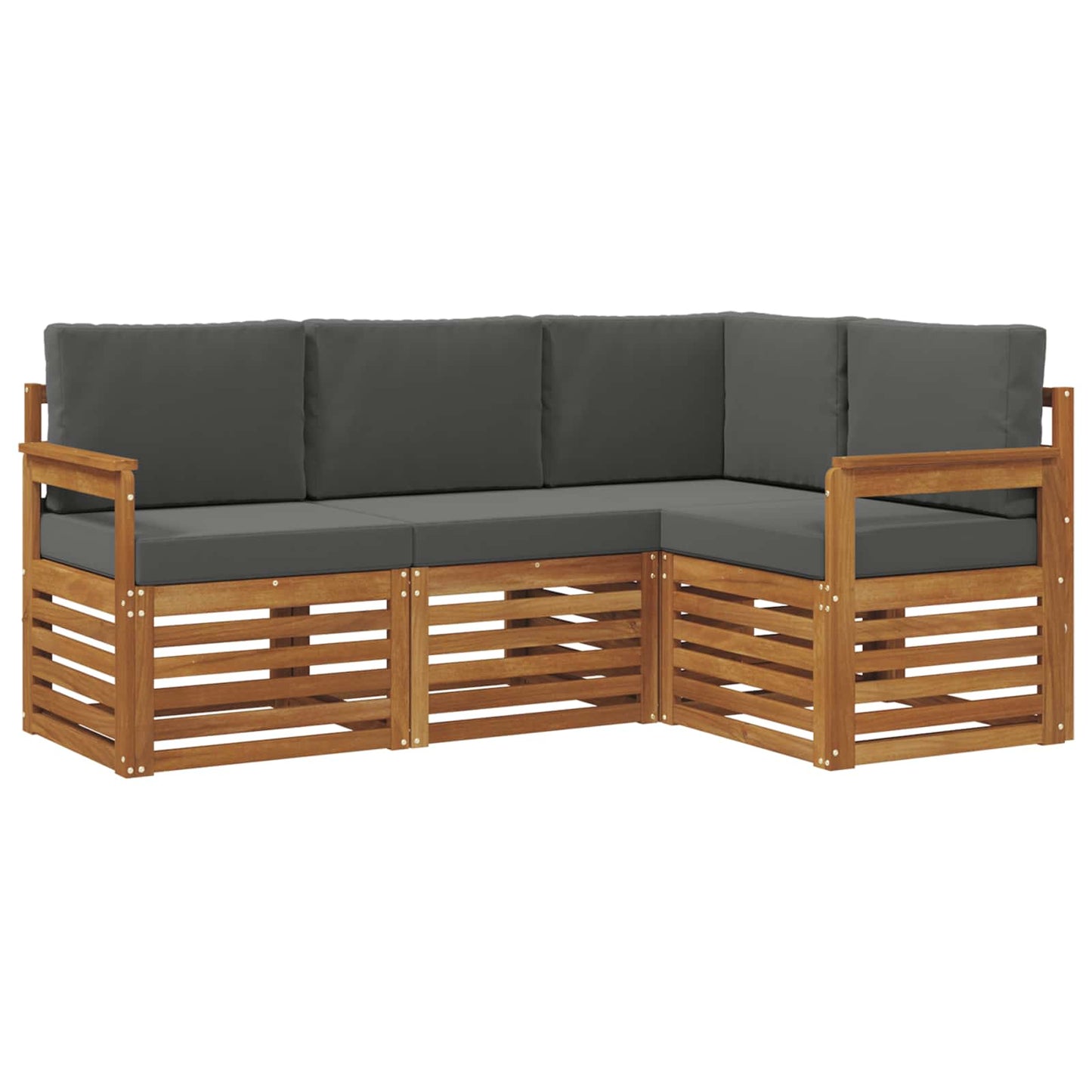 Set divani 4 pcs Naturale e Antracite Legno di Acacia Massello | homemem39