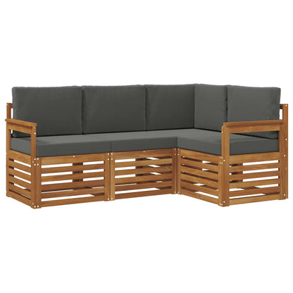 Set divani 4 pcs Naturale e Antracite Legno di Acacia Massello | homemem39