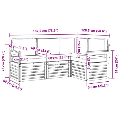 Set divani 4 pcs Naturale e Antracite Legno di Acacia Massello | homemem39