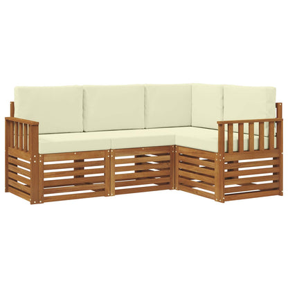 Set divani 4 pcs Naturale e Crema Legno di Acacia Massello