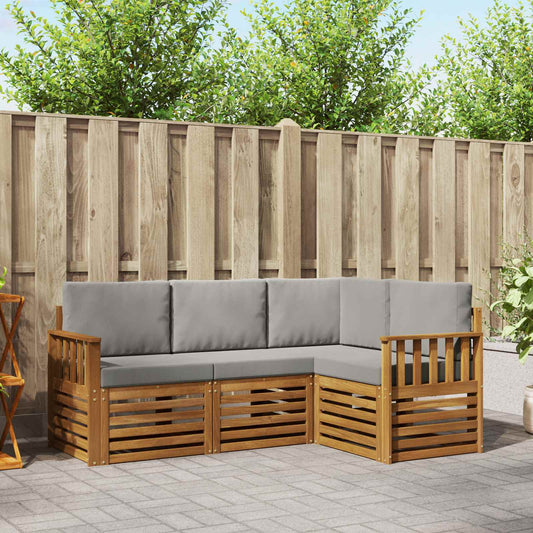 Set divani con cuscino 4 pcs Grigio Naturale e Chiaro