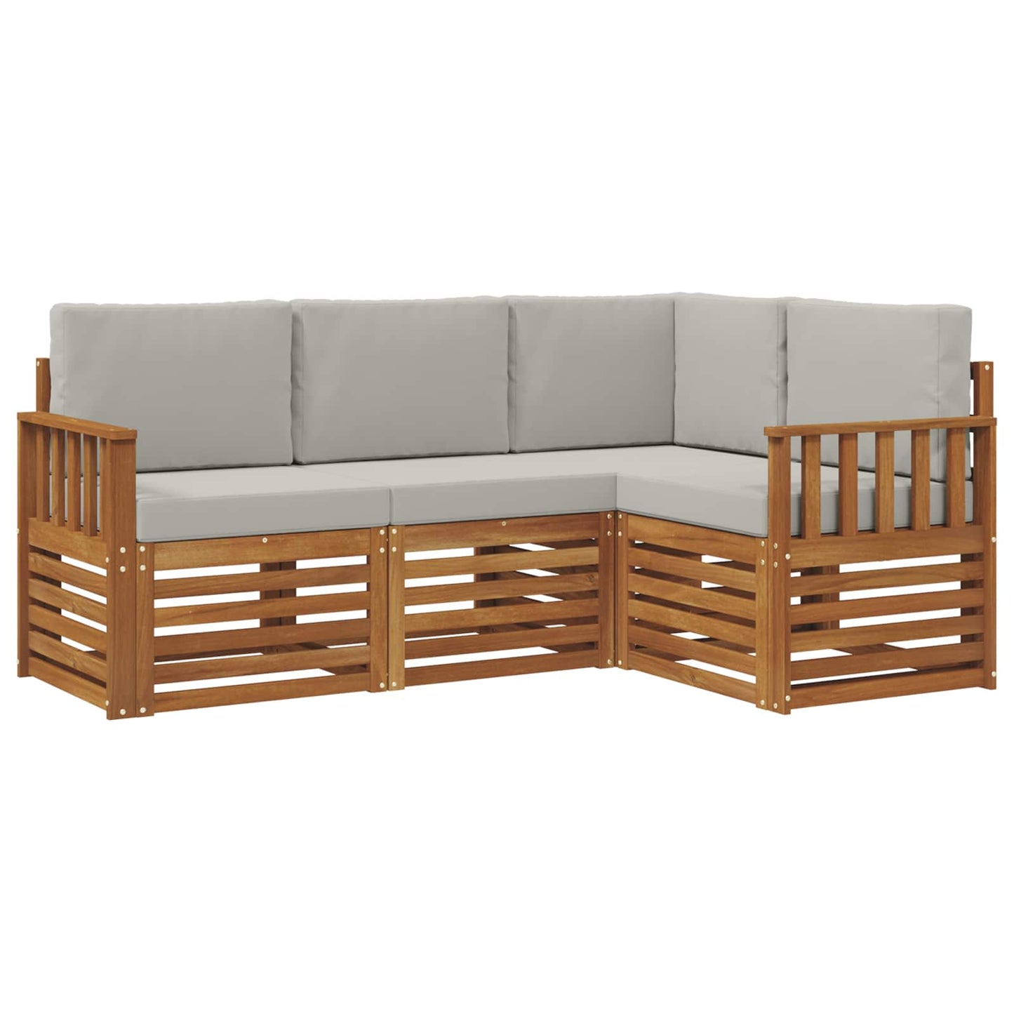 Set divani con cuscino 4 pcs Grigio Naturale e Chiaro