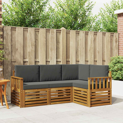 Set divani 4 pcs Naturale e Antracite Legno di Acacia Massello
