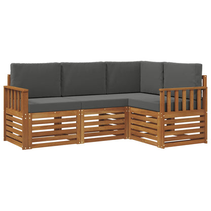 Set divani 4 pcs Naturale e Antracite Legno di Acacia Massello