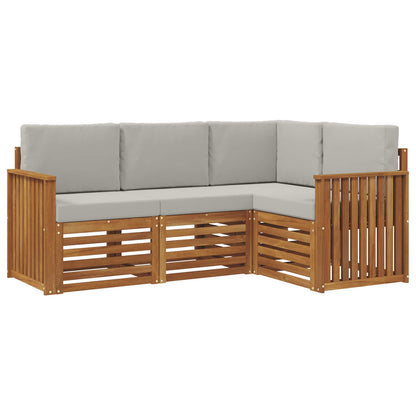 Set divani con cuscino 4 pcs Grigio Naturale e Chiaro