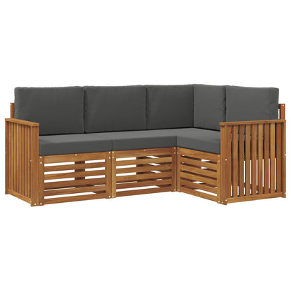 Set divani 4 pcs Naturale e Antracite Legno di Acacia Massello | homemem39