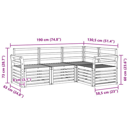 Set divani 4 pcs Naturale Legno di Acacia Massello