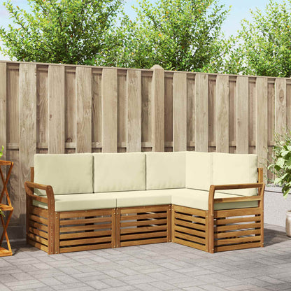 Set divani 4 pcs Naturale e Crema Legno di Acacia Massello | homemem39