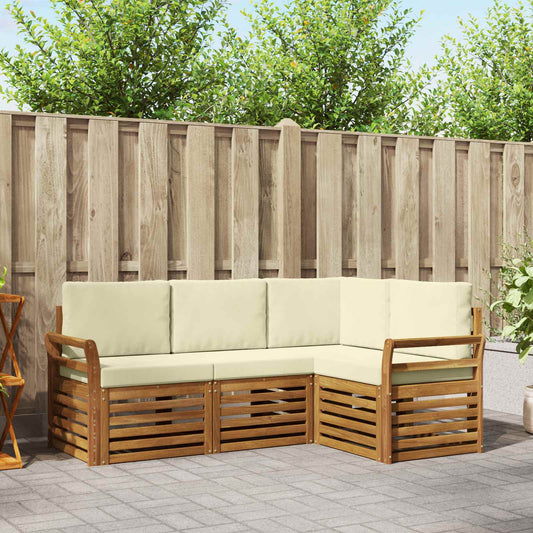 Set divani 4 pcs Naturale e Crema Legno di Acacia Massello | homemem39