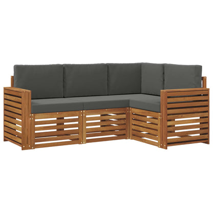 Set divani 4 pcs Naturale e Antracite Legno di Acacia Massello