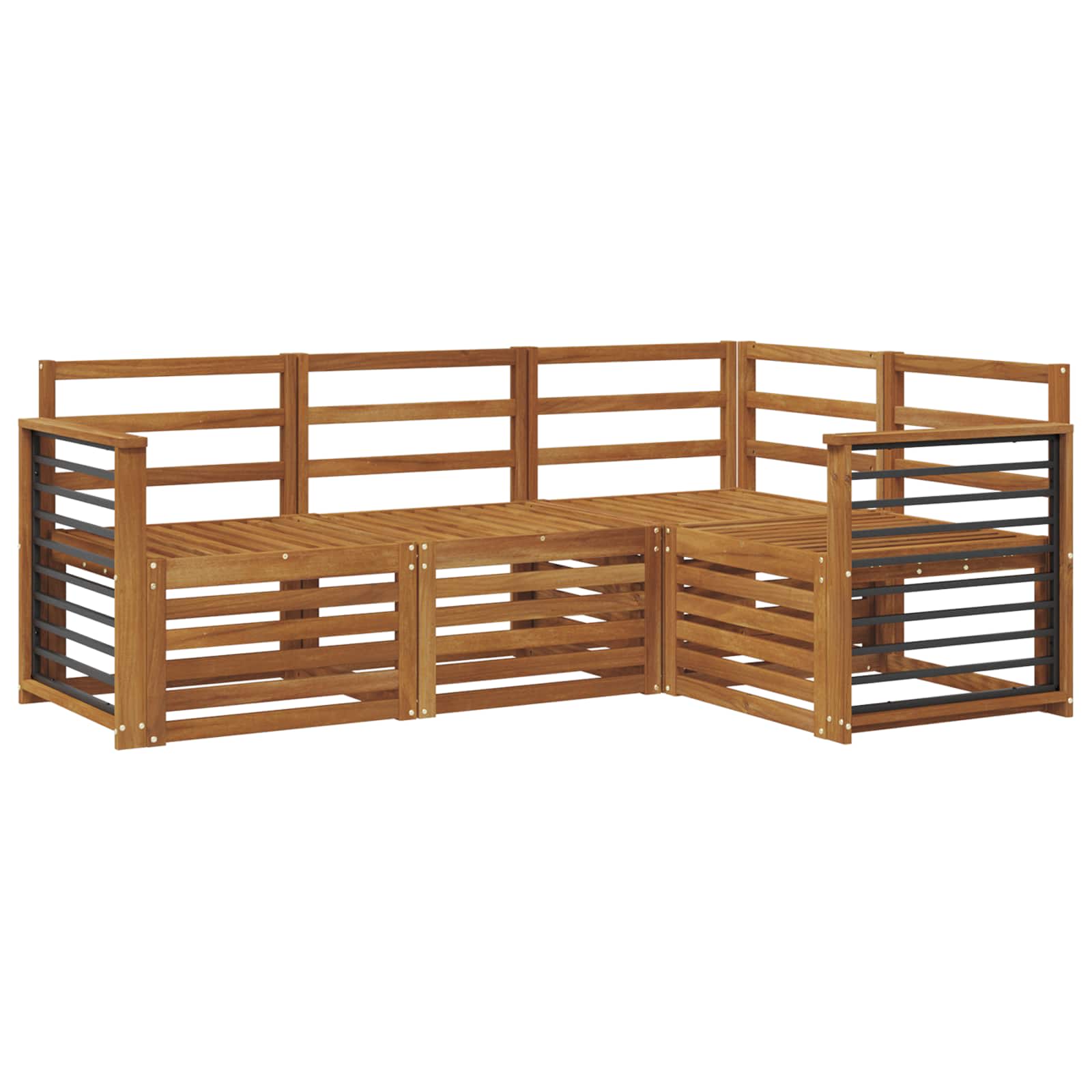 Set divani 4 pcs Naturale Legno di Acacia Massello | homemem39