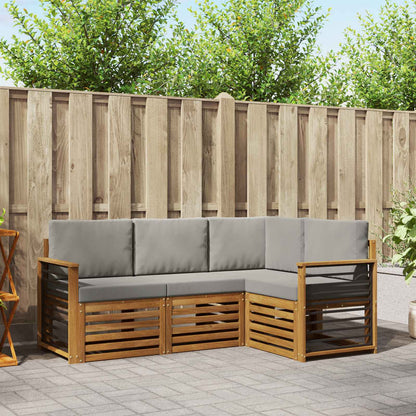 Set divani con cuscino 4 pcs Grigio Naturale e Chiaro