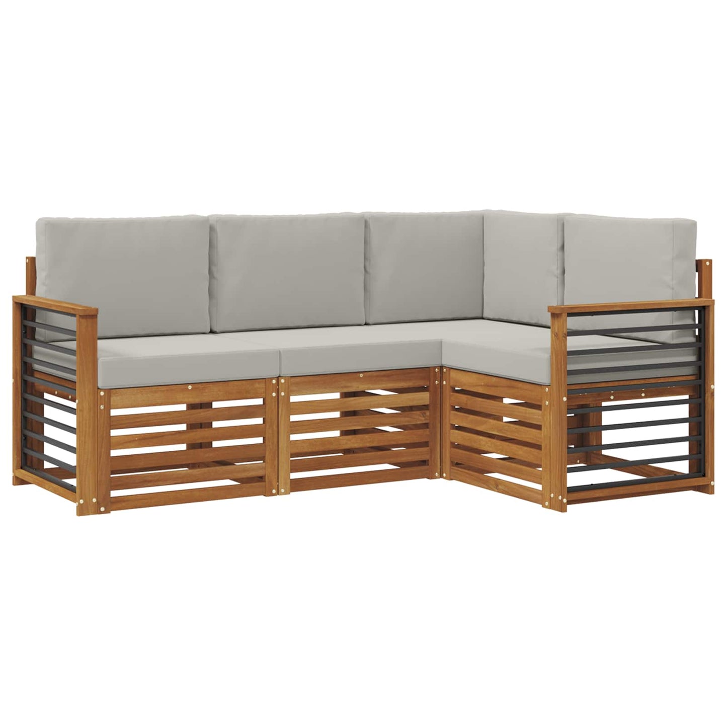 Set divani con cuscino 4 pcs Grigio Naturale e Chiaro