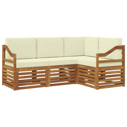 Set divani 4 pcs Naturale e Crema Legno di Acacia Massello