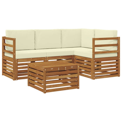 Set di divani da esterno con cuscino 5 pcs Naturale e Crema | homemem39