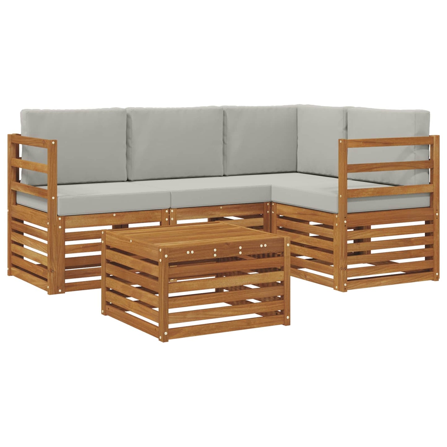 Set di divani da esterno 5 pcs Grigio Naturale e Chiaro | homemem39