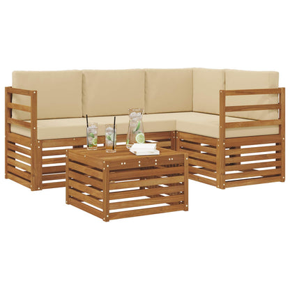 Set di divani da esterno con cuscino 5 pcs Naturale e Beige
