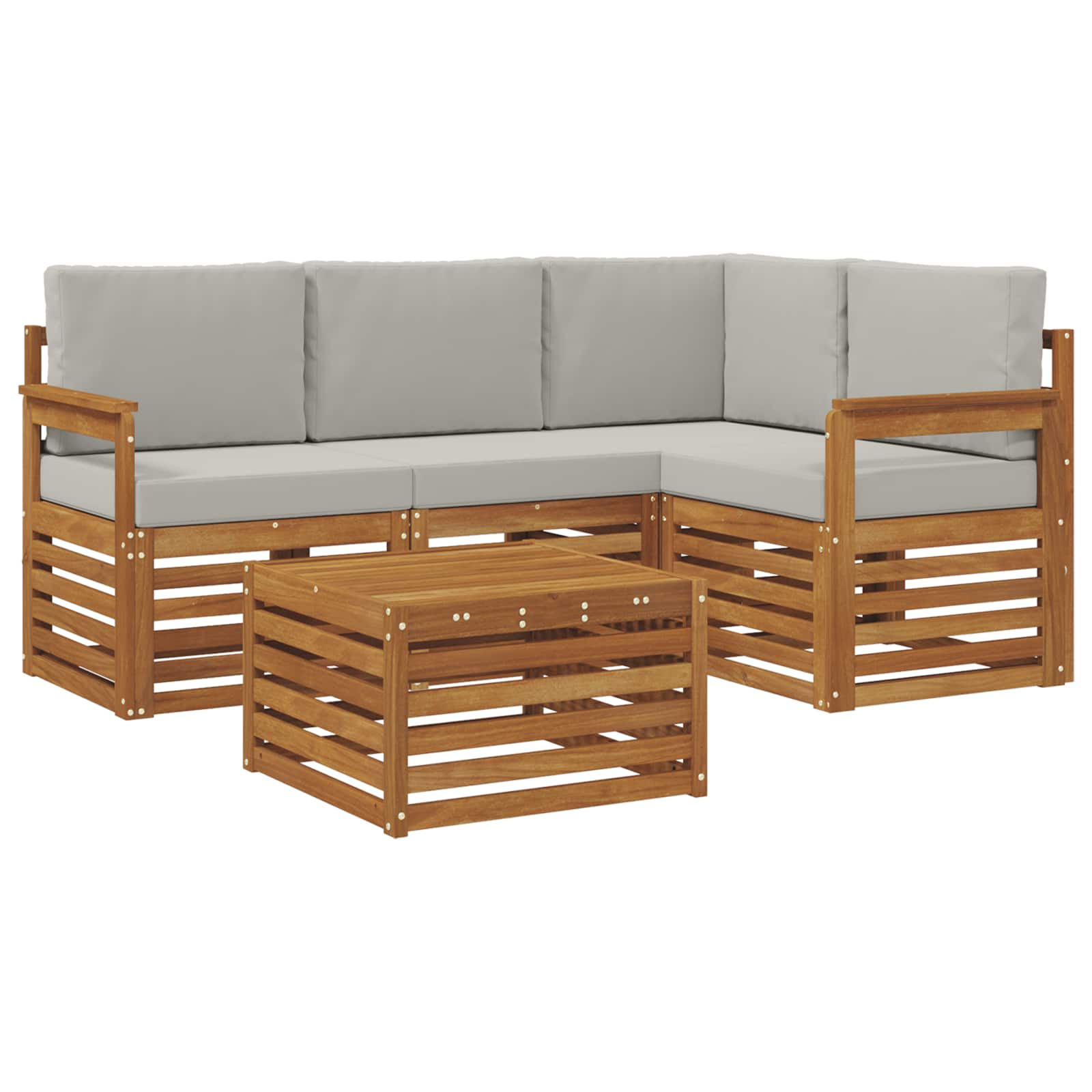Set di divani da esterno 5 pcs Grigio Naturale e Chiaro | homemem39