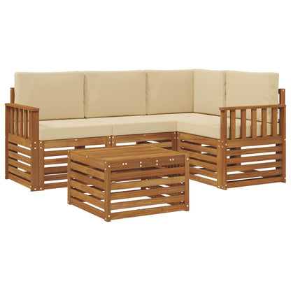 Set di divani da esterno con cuscino 5 pcs Naturale e Beige | homemem39