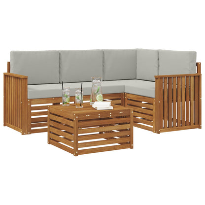 Set di divani da esterno 5 pcs Grigio Naturale e Chiaro